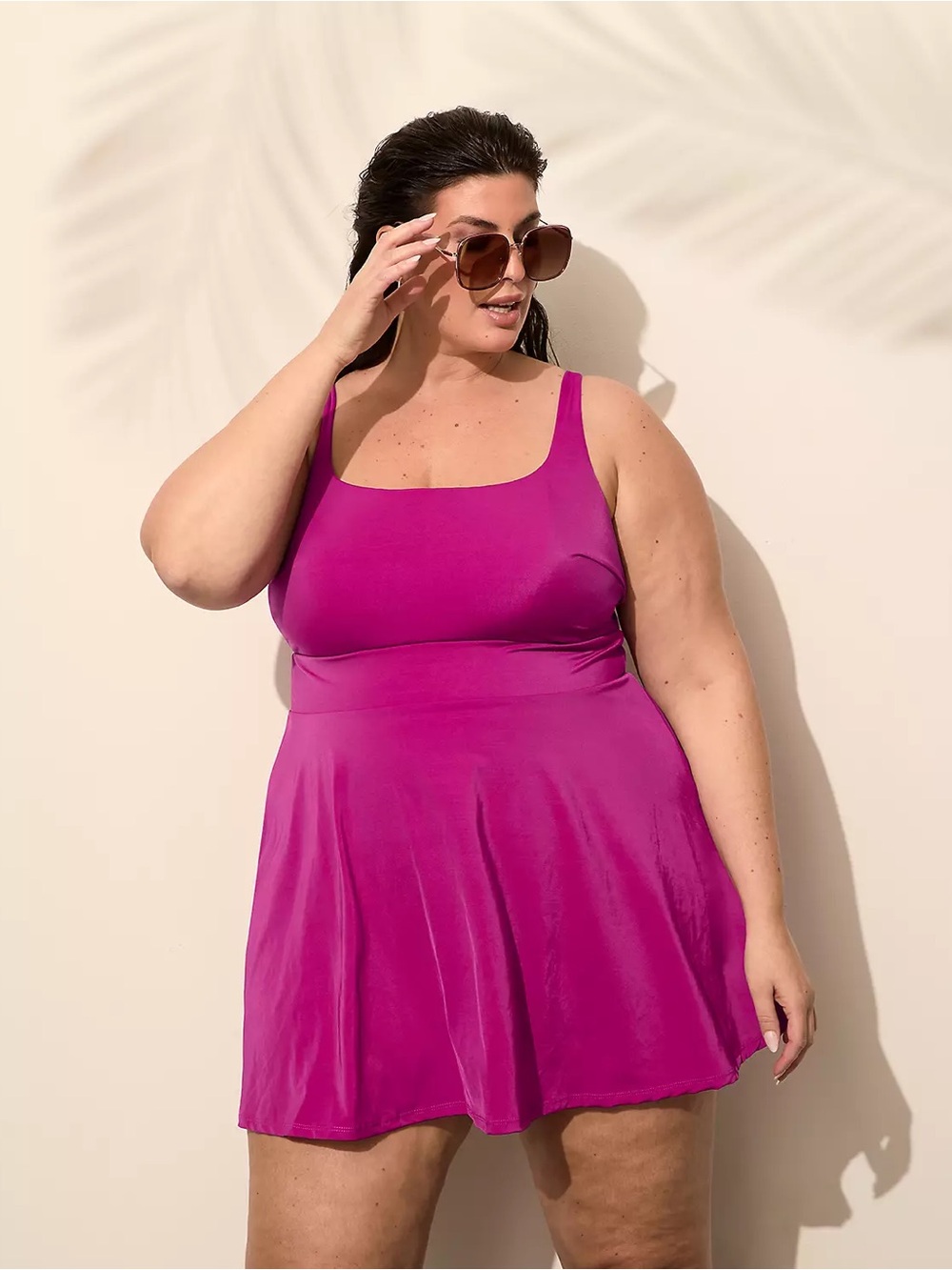 💚 Swim by Cacique Magenta Swim Dress Womens 24 Built In Bra Tummy Control NWT